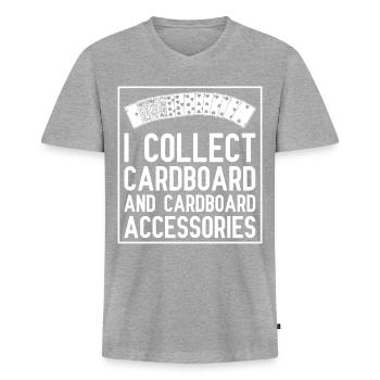Jeu de cartes Card Player Poker - T-shirt encolure en V Premium bio Homme - gris chiné - Devant