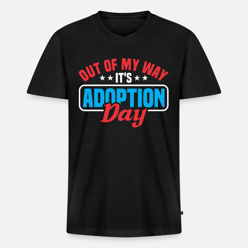 Adoptiert Adoptien Pflegevater Pflegemutter - Männer Premium Bio T-Shirt mit V-Ausschnitt - Schwarz