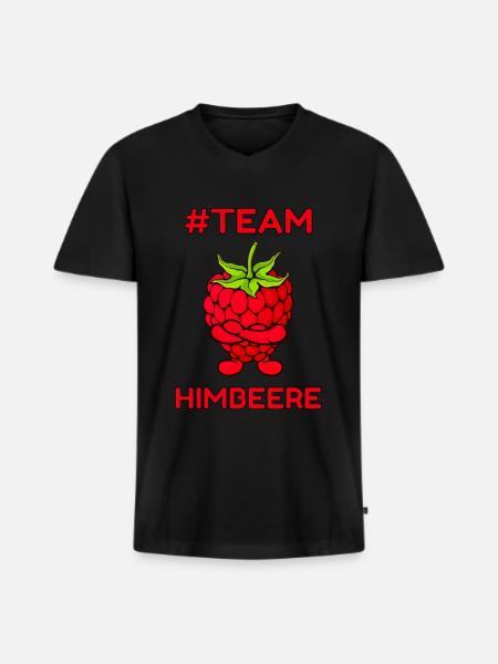 Himbeere Gesund Obst Design - Männer Premium Bio T-Shirt mit V-Ausschnitt - Schwarz
