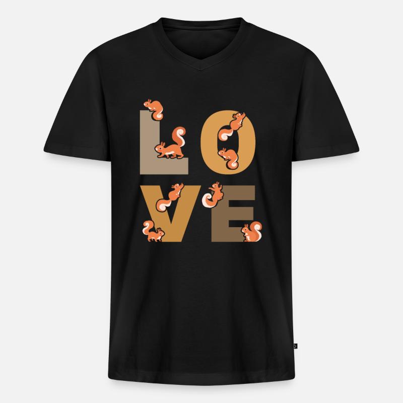 Squirrel LOVE Squirrel Nice Squirrel - Men's Premium Organic T-shirt with V-neck - black