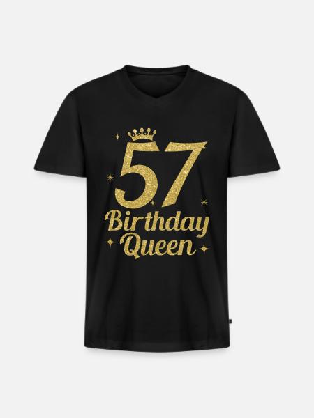 Birthday Queen 57 - Men's Premium Organic T-shirt with V-neck - black