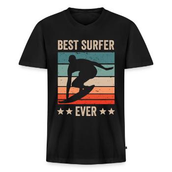 Meilleur surfeur de tous les temps Surfing Surfing - T-shirt encolure en V Premium bio Homme - noir - Devant - Nico (187cm)