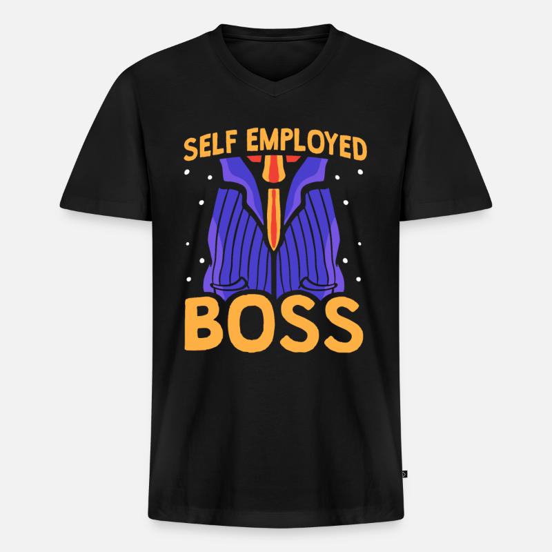 Selbständiger Chef Freelancer Selbstständig - Männer Premium Bio T-Shirt mit V-Ausschnitt - Schwarz