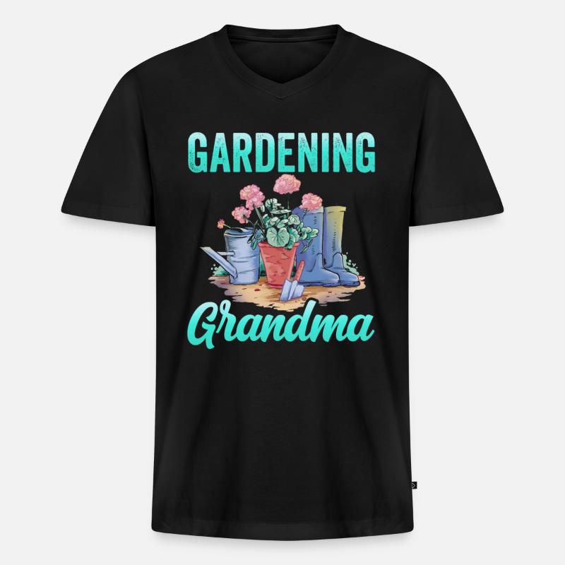 Gartenarbeit Oma Gärtnerin Garten Großmutter - Männer Premium Bio T-Shirt mit V-Ausschnitt - Schwarz