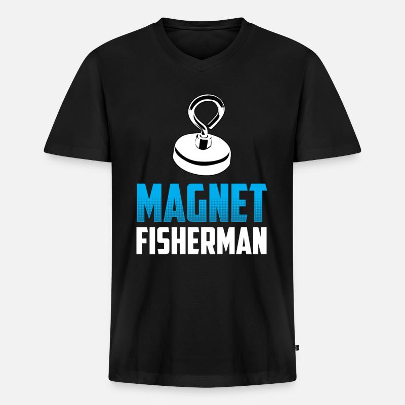 Magnetfischer Magnetfischen Magnet - Männer Premium Bio T-Shirt mit V-Ausschnitt - Schwarz