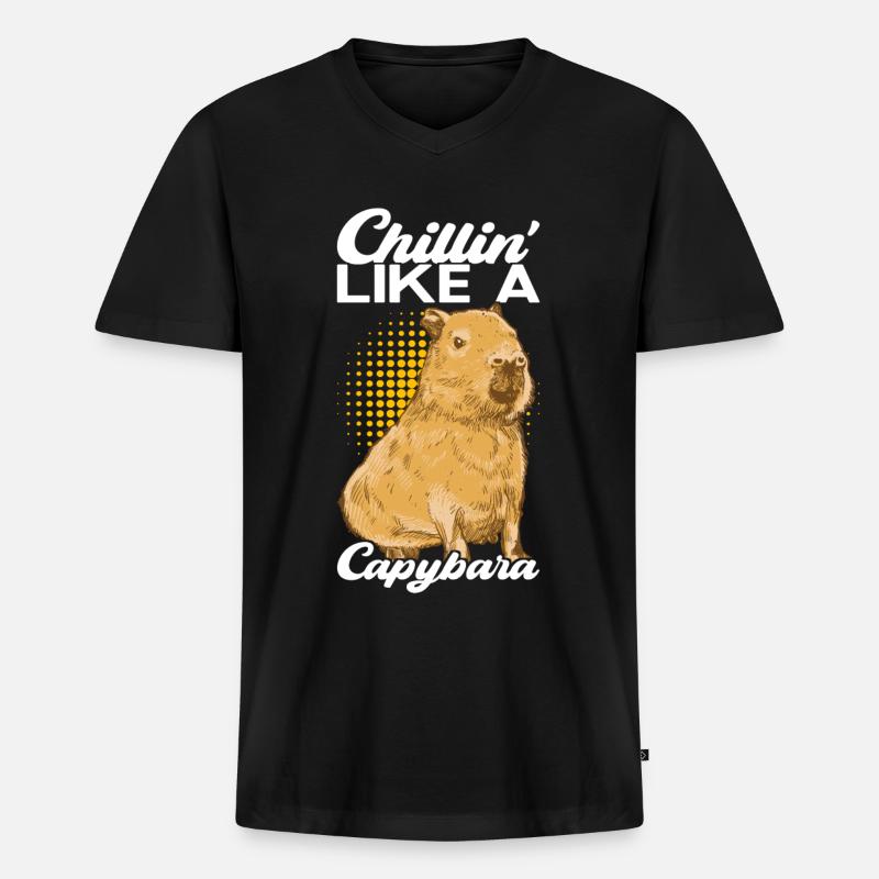 Capybara Wasserschwein - Männer Premium Bio T-Shirt mit V-Ausschnitt - Schwarz