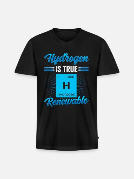 Waterstof is de echte hernieuwbare energie - Mannen Premium Bio T-shirt met V-hals - zwart