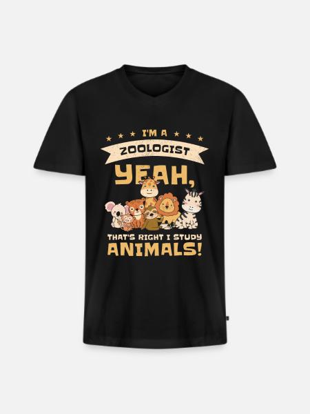 Zoologe Wildtiere Natur Studieren Zootiere - Männer Premium Bio T-Shirt mit V-Ausschnitt - Schwarz