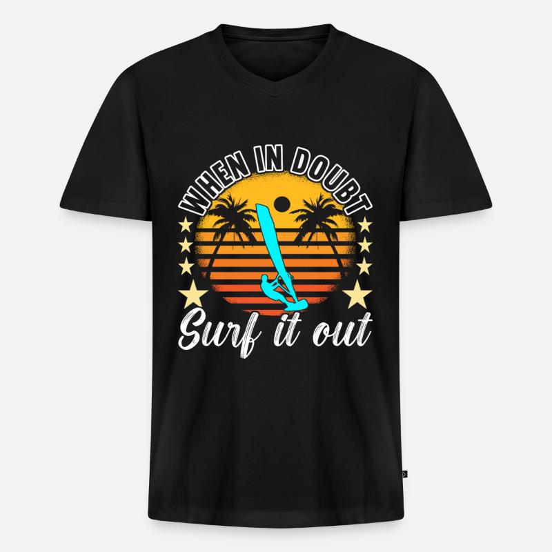 Windsurfing Windsurfen - Männer Premium Bio T-Shirt mit V-Ausschnitt - Schwarz