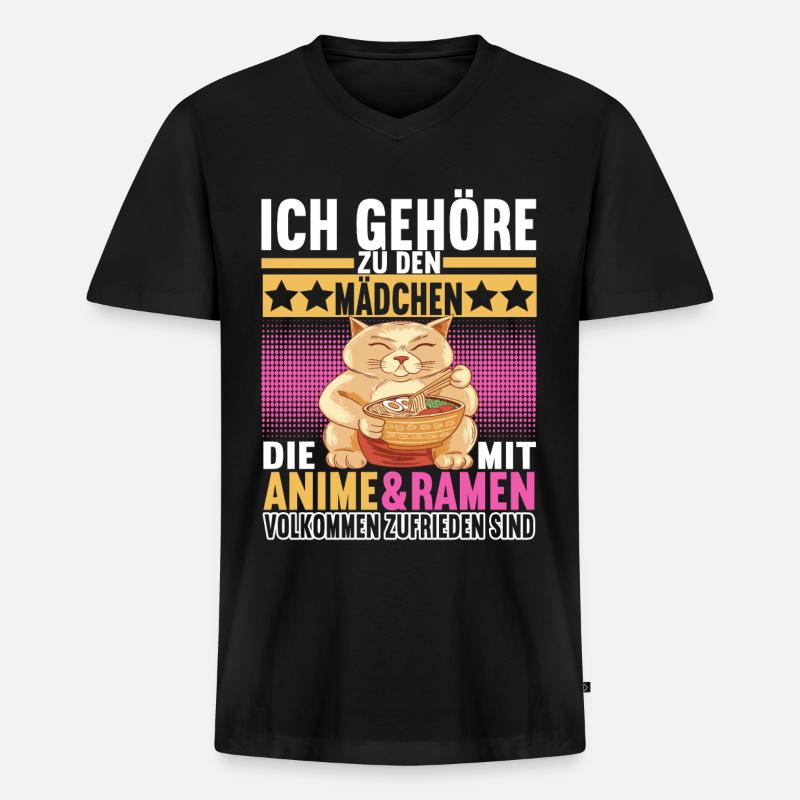 Anime Manga Ramen - Männer Premium Bio T-Shirt mit V-Ausschnitt - Schwarz