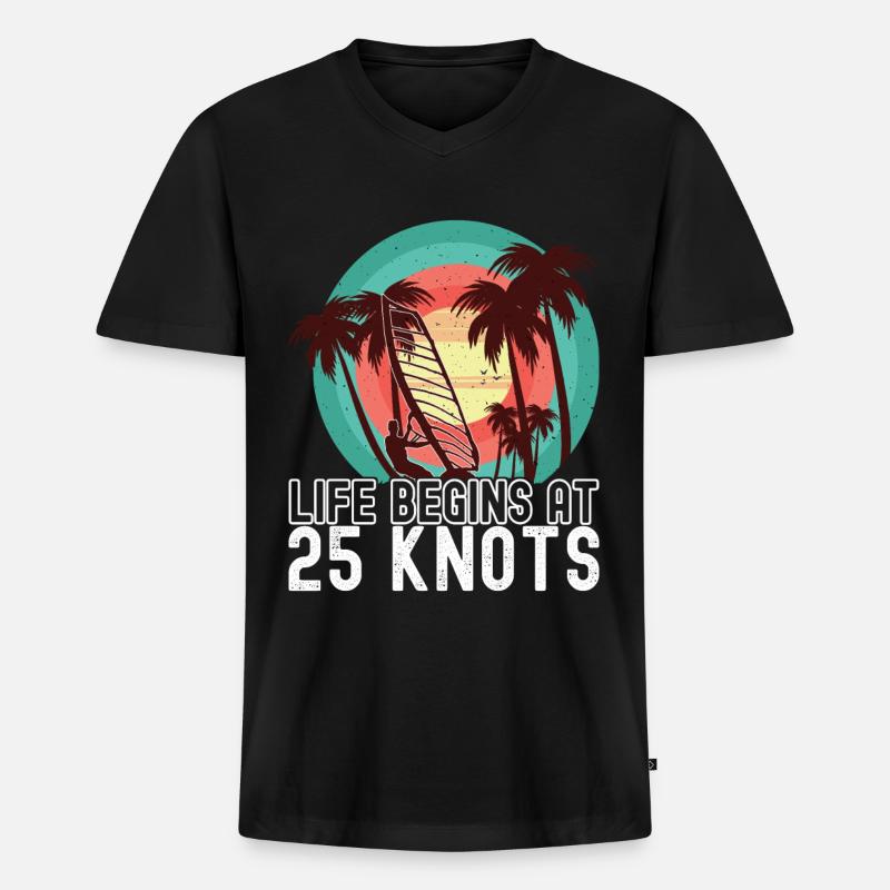 Windsurfing Windsurfen - Männer Premium Bio T-Shirt mit V-Ausschnitt - Schwarz