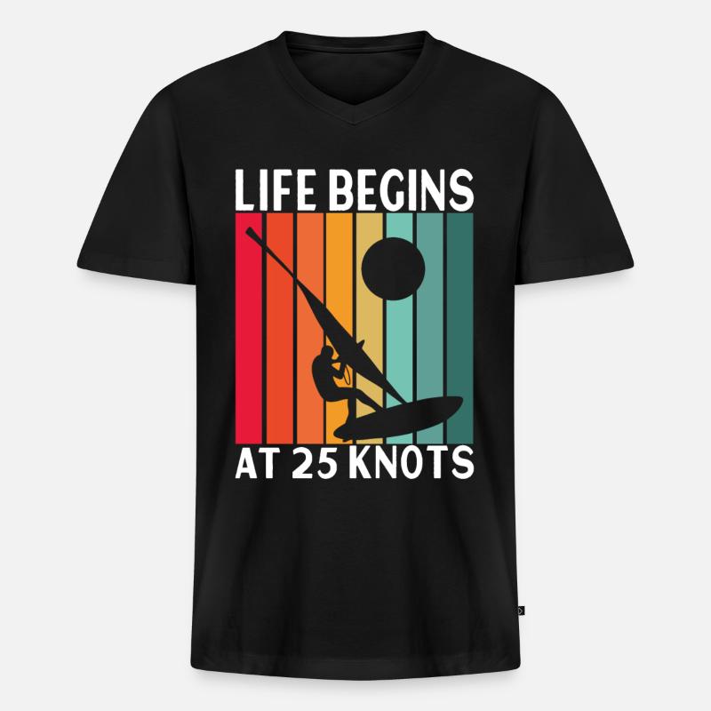Windsurfing Windsurfen - Männer Premium Bio T-Shirt mit V-Ausschnitt - Schwarz