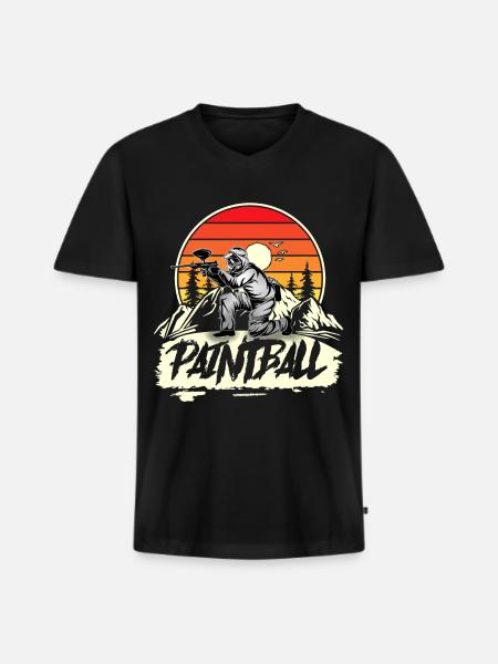 Paintball - Männer Premium Bio T-Shirt mit V-Ausschnitt - Schwarz