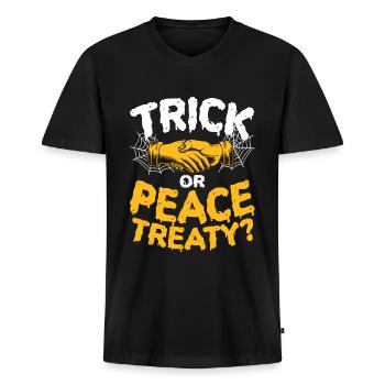 Halloween Trick Peace Treaty Pacifist Election - Men's Premium Organic T-shirt with V-neck - black - Front - Nico (187cm)