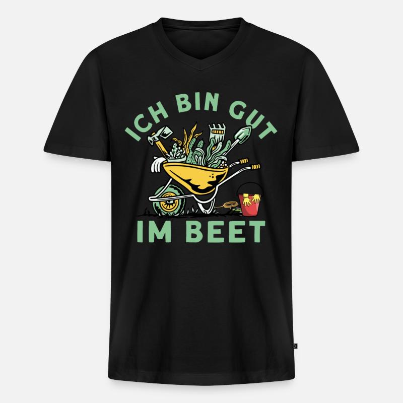 Ich Bin Gut Im Beet - Männer Premium Bio T-Shirt mit V-Ausschnitt - Schwarz