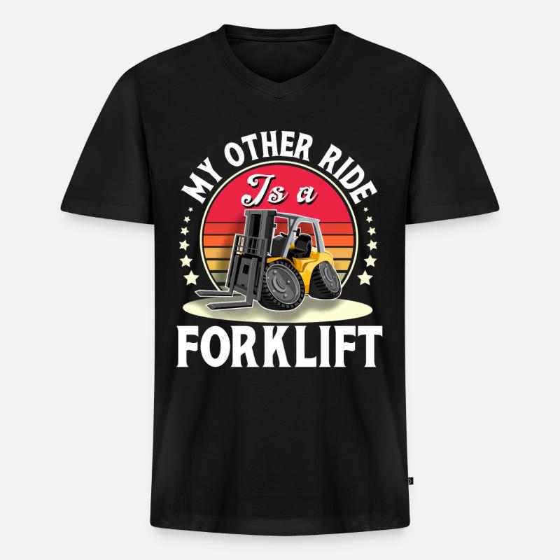 Staplerfahrer Gabelstapler Lagerist - Männer Premium Bio T-Shirt mit V-Ausschnitt - Schwarz