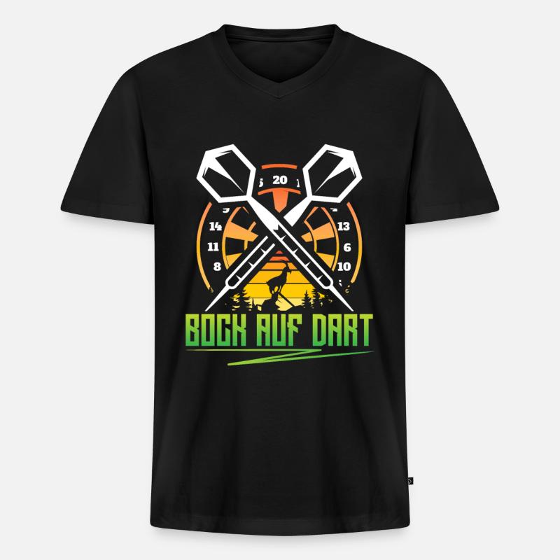 Bock auf Dart - Männer Premium Bio T-Shirt mit V-Ausschnitt - Schwarz