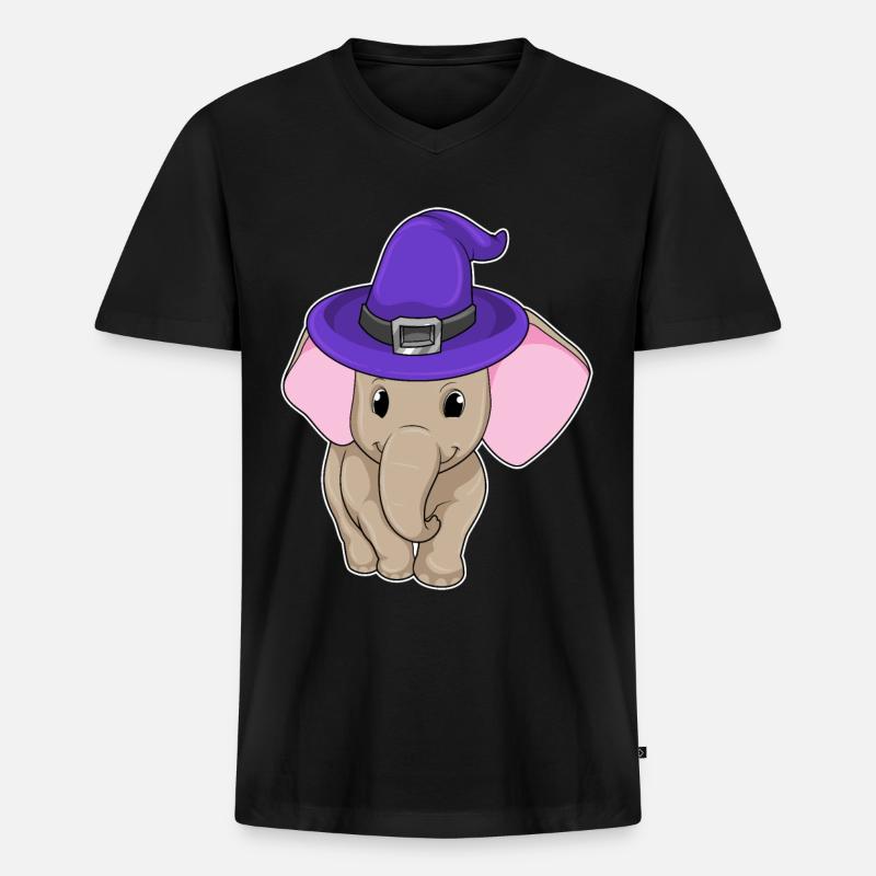 Elefant als Zauberer - Männer Premium Bio T-Shirt mit V-Ausschnitt - Schwarz