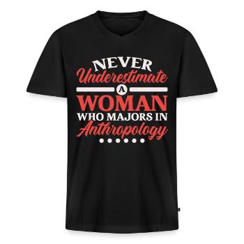 Professeur d’anthropologie Science Anthropologue - T-shirt encolure en V Premium bio Homme - noir - Devant - Nico (187cm)
