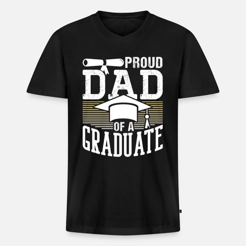 Stolzer Vater Eines Absolventen Abschluss - Männer Premium Bio T-Shirt mit V-Ausschnitt - Schwarz