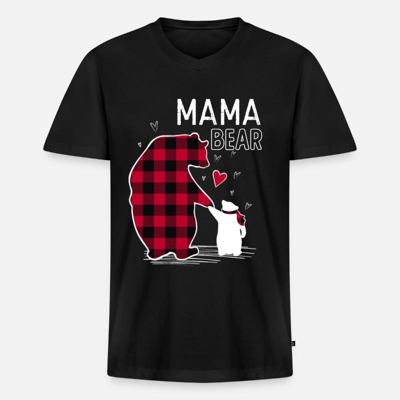 Mama Bear - Männer Premium Bio T-Shirt mit V-Ausschnitt - Schwarz