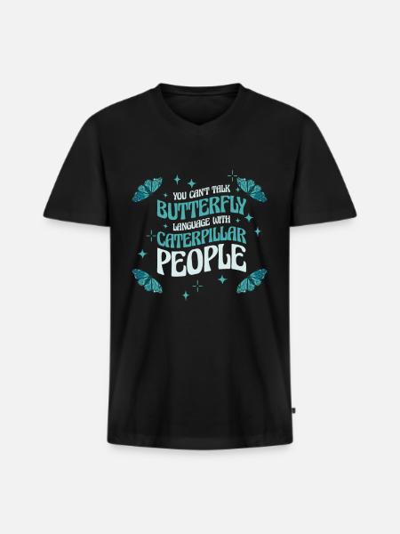 Art céleste Butterfly Talking - T-shirt encolure en V Premium bio Homme - noir