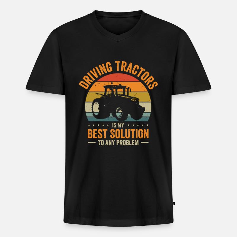 Problemlösung Traktor Landwirtschaft - Männer Premium Bio T-Shirt mit V-Ausschnitt - Schwarz