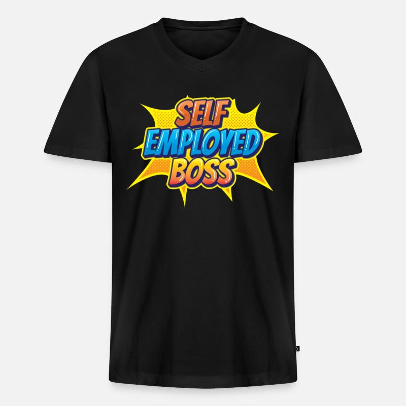 Selbständiger Chef Freelancer Selbstständig - Männer Premium Bio T-Shirt mit V-Ausschnitt - Schwarz
