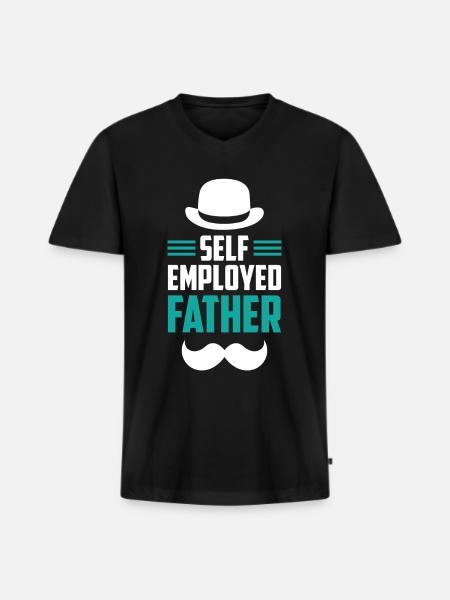 Self-employed father Freelancer Self-employed - Men's Premium Organic T-shirt with V-neck - black