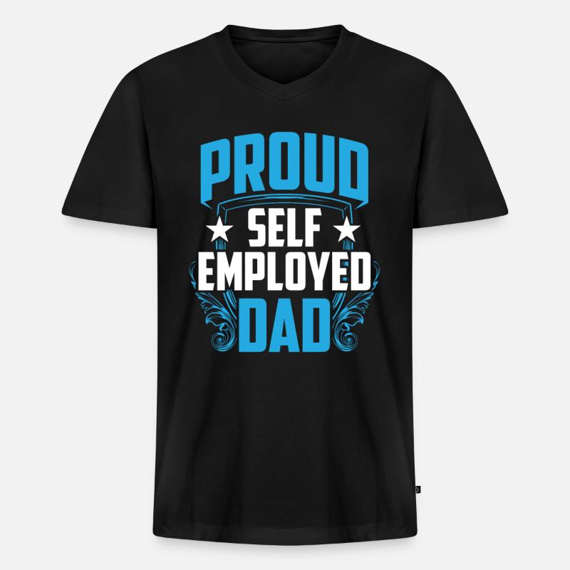 Stolzer Selbständiger Vater Selbstständig - Männer Premium Bio T-Shirt mit V-Ausschnitt - Schwarz
