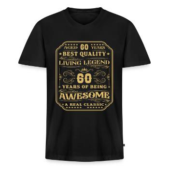 60 Geburtstag 60 Jahre Mann 60 jahre legende 60 - Männer Premium Bio T-Shirt mit V-Ausschnitt - Schwarz - Vorne - Nico (187cm)