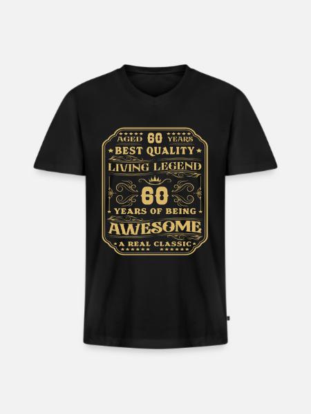 60 anniversaire 60 ans homme 60 ans légendaire 60 - T-shirt encolure en V Premium bio Homme - noir