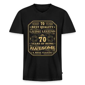 70 Geburtstag 70 Jahre Mann 70 jahre legende 70 - Männer Premium Bio T-Shirt mit V-Ausschnitt - Schwarz - Vorne - Nico (187cm)