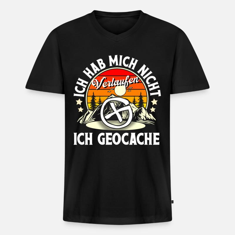 Geocaching Geocacher Geocache - Männer Premium Bio T-Shirt mit V-Ausschnitt - Schwarz