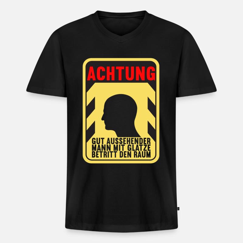 Glatze Glatzkopf - Männer Premium Bio T-Shirt mit V-Ausschnitt - Schwarz