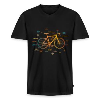 Gravel BikeRide Gravel Gravel Bike Gravel Rennrad - Männer Premium Bio T-Shirt mit V-Ausschnitt - Schwarz - Vorne - Nico (187cm)