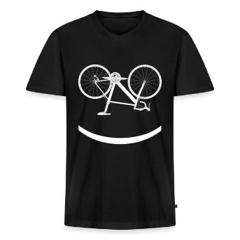Gravel Bike - Ride Gravel Bike Gravel Rennrad - Männer Premium Bio T-Shirt mit V-Ausschnitt - Schwarz - Vorne - Nico (187cm)