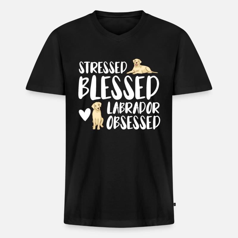 Labrador Hunde - Männer Premium Bio T-Shirt mit V-Ausschnitt - Schwarz
