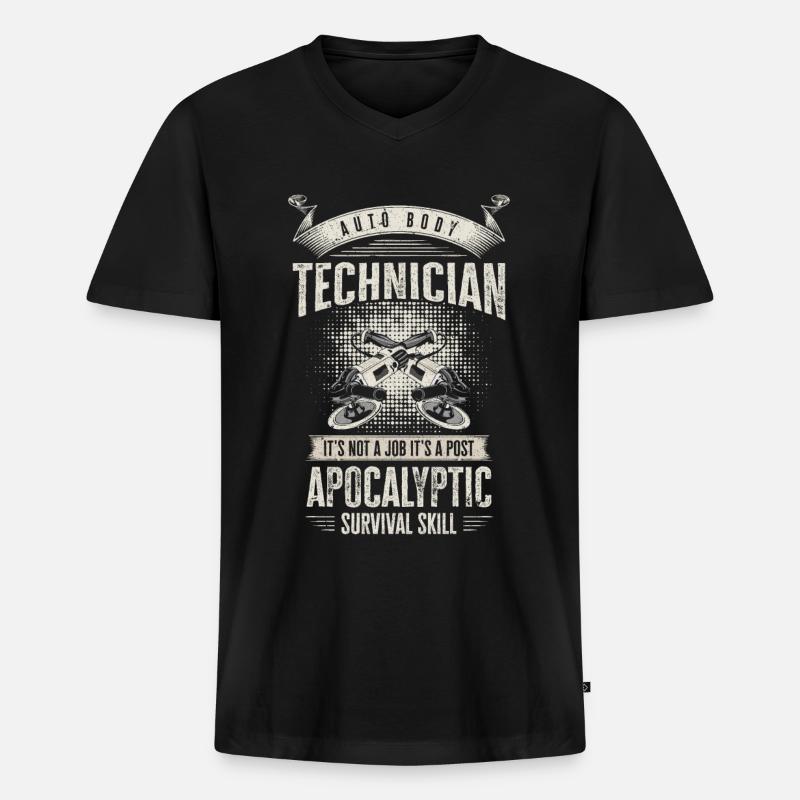 Autokarosserietechniker Postapokalyptische - Männer Premium Bio T-Shirt mit V-Ausschnitt - Schwarz