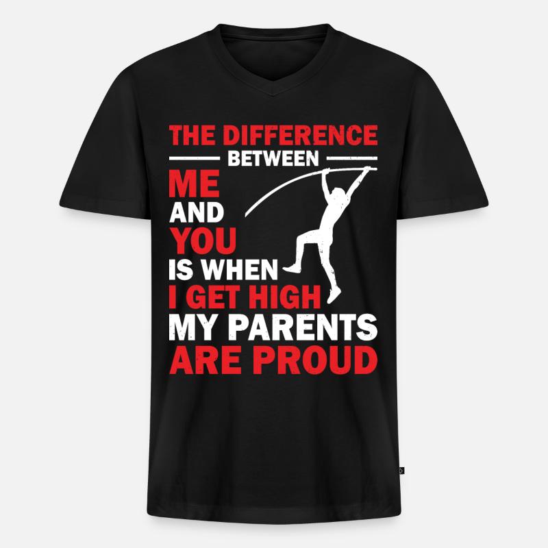 Stabhochsprung Stabspringer Leichtathletik - Männer Premium Bio T-Shirt mit V-Ausschnitt - Schwarz