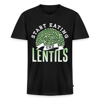 Start The Lentils To Eat Lentil Soup - Men's Premium Organic T-shirt with V-neck - black - Front - Nico (187cm)