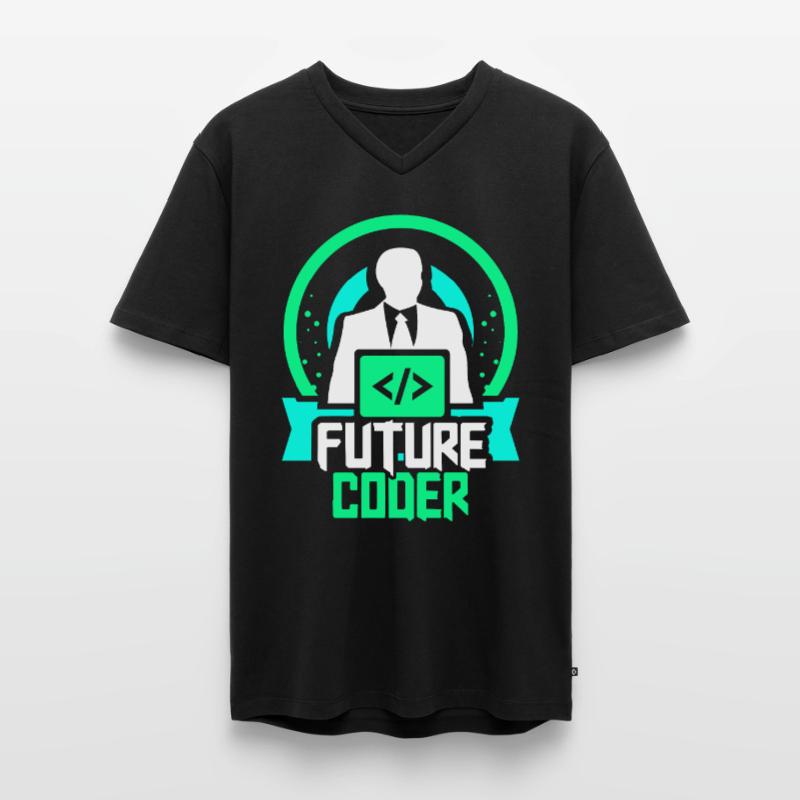 Zukünftiger Coder Coding Programmierer Code Männer Premium Bio T-Shirt mit V-Ausschnitt