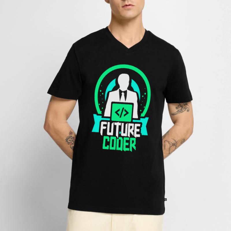 Zukünftiger Coder Coding Programmierer Code Männer Premium Bio T-Shirt mit V-Ausschnitt