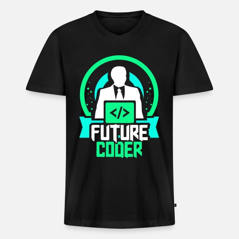 Zukünftiger Coder Coding Programmierer Code - Männer Premium Bio T-Shirt mit V-Ausschnitt - Schwarz