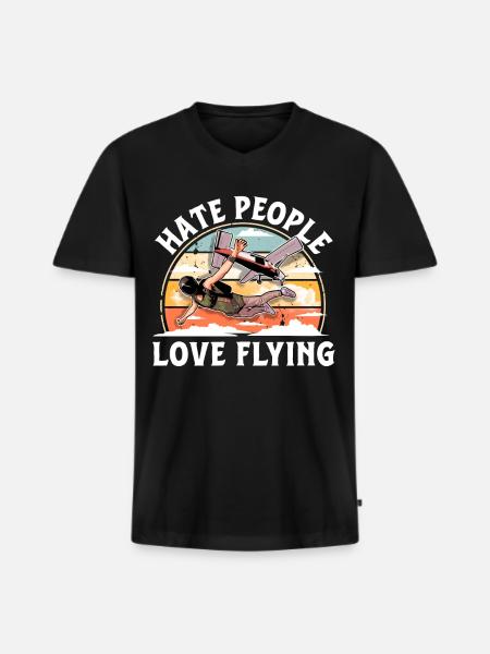 Skydiving Parachutists Parachute - Men's Premium Organic T-shirt with V-neck - black