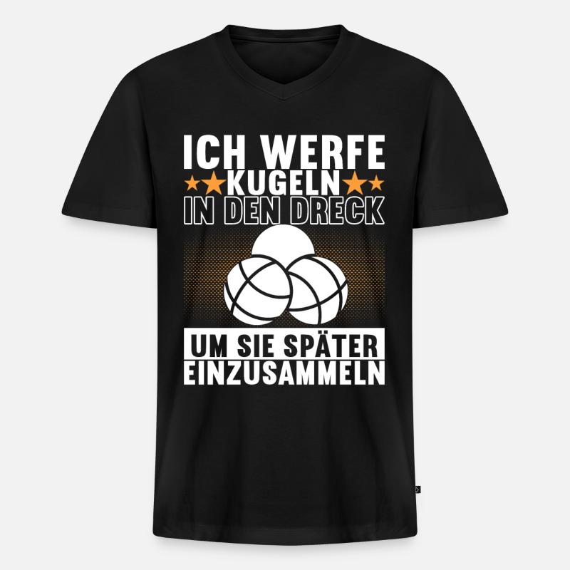 Boule Boulespieler - Männer Premium Bio T-Shirt mit V-Ausschnitt - Schwarz