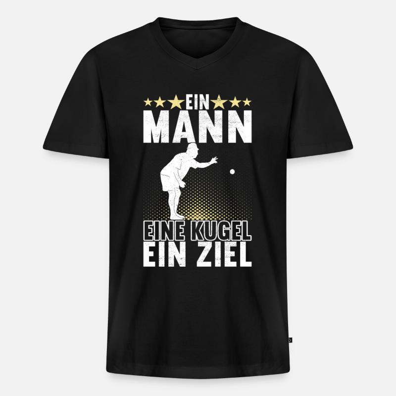 Boule Boulespieler - Männer Premium Bio T-Shirt mit V-Ausschnitt - Schwarz