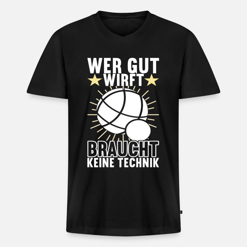 Boule Boulespieler - Männer Premium Bio T-Shirt mit V-Ausschnitt - Schwarz