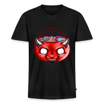 Sweets Bucket Scary Devil Sweets Collecting On - Männer Premium Bio T-Shirt mit V-Ausschnitt - Schwarz - Vorne - Nico (187cm)