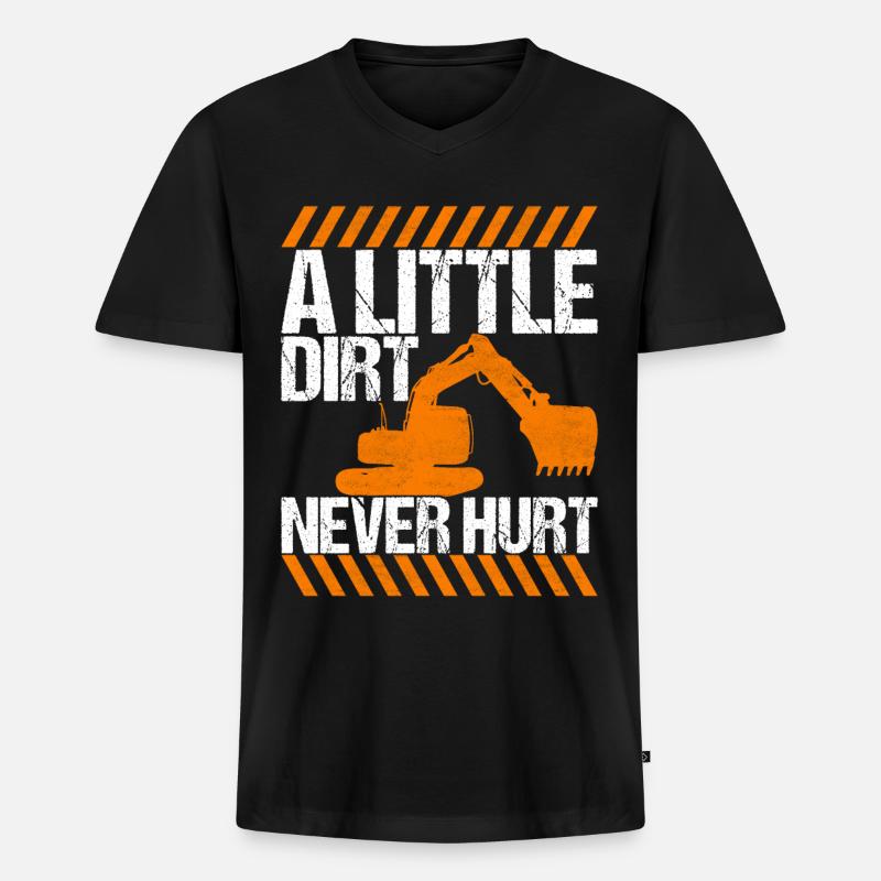 Baustelle Bagger Baggerfahrer - Männer Premium Bio T-Shirt mit V-Ausschnitt - Schwarz